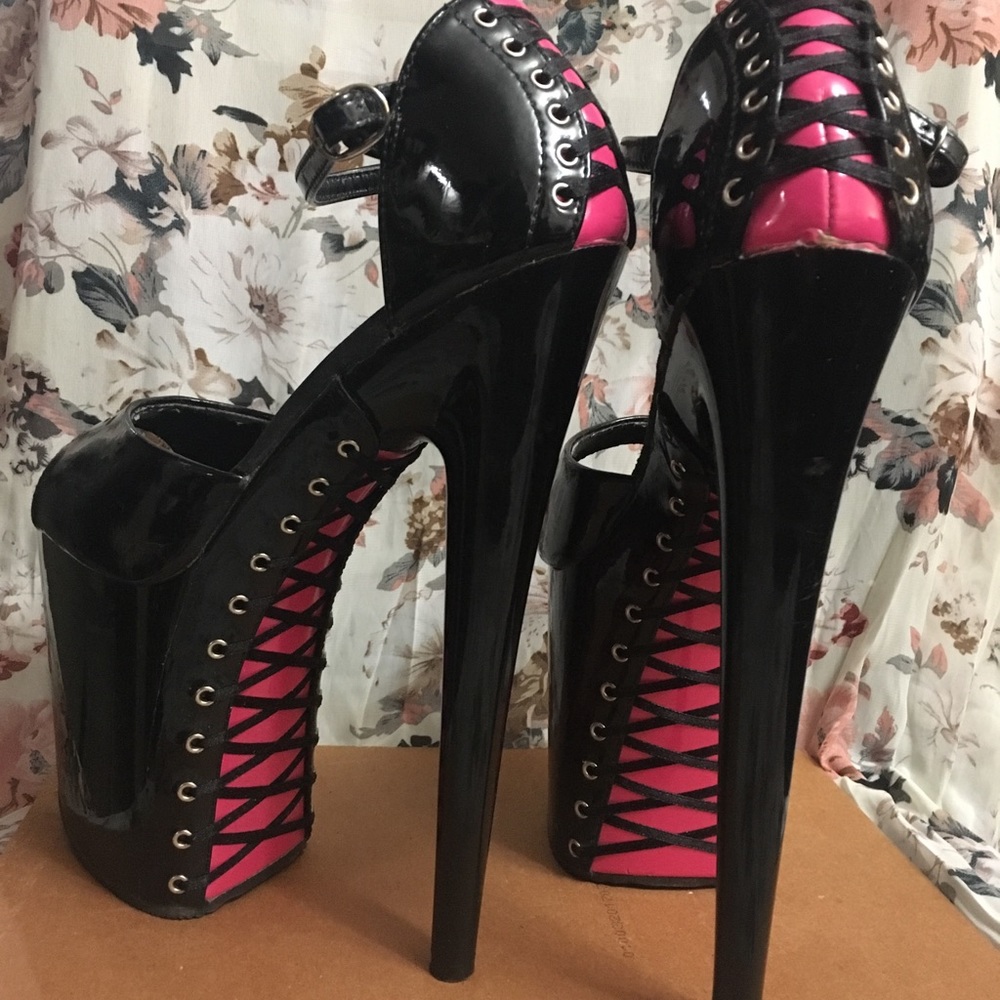 Pleasers 9” lace up stilettos
